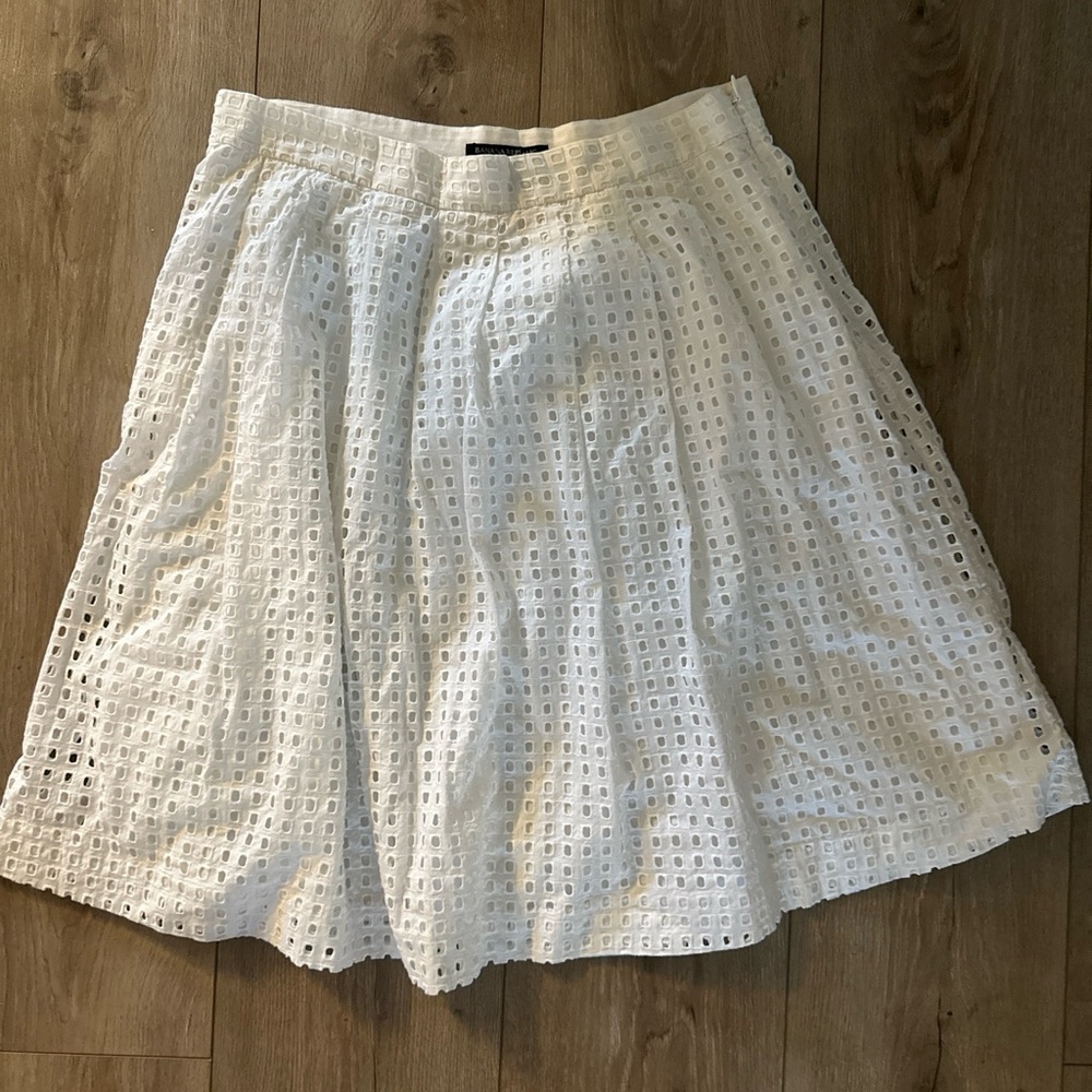 Banana Republic‎ A-line Eyelet Midi Skirt Size 8 White